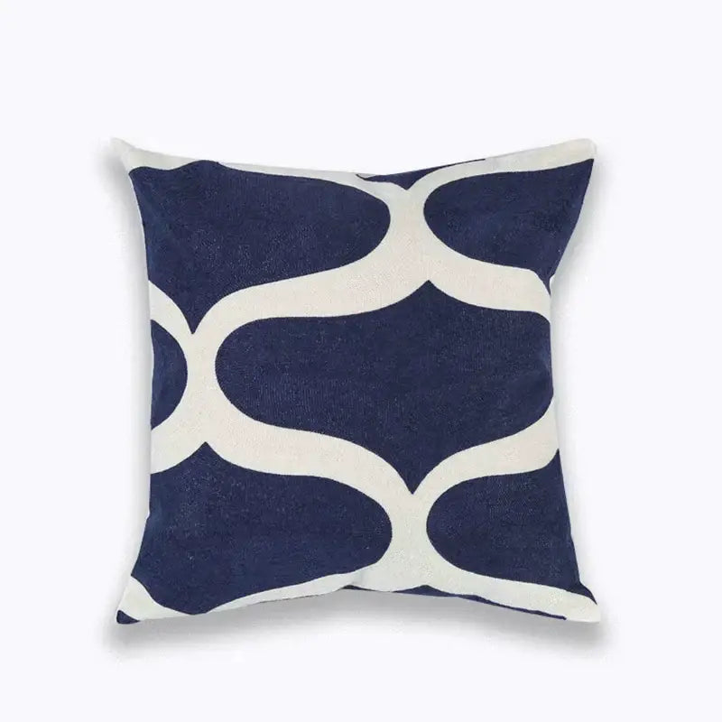 Geometric navy blue & gray cushion cover living room decor