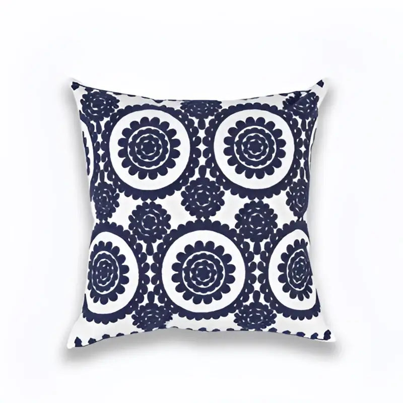 Geometric navy blue & gray cushion cover living room decor