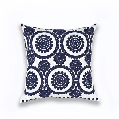Geometric navy blue & gray cushion cover living room decor