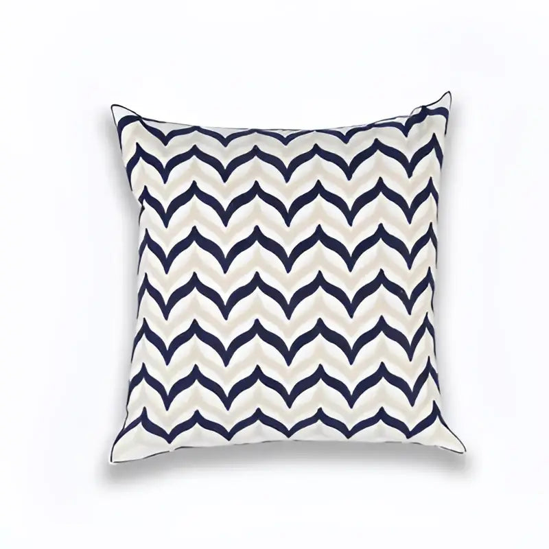 Geometric navy blue & gray cushion cover living room decor