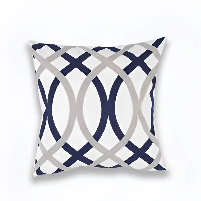 Geometric navy blue & gray cushion cover living room decor