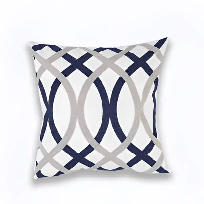 Geometric navy blue & gray cushion cover living room decor