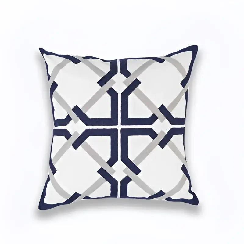 Geometric navy blue & gray cushion cover living room decor