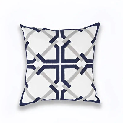 Geometric navy blue & gray cushion cover living room decor