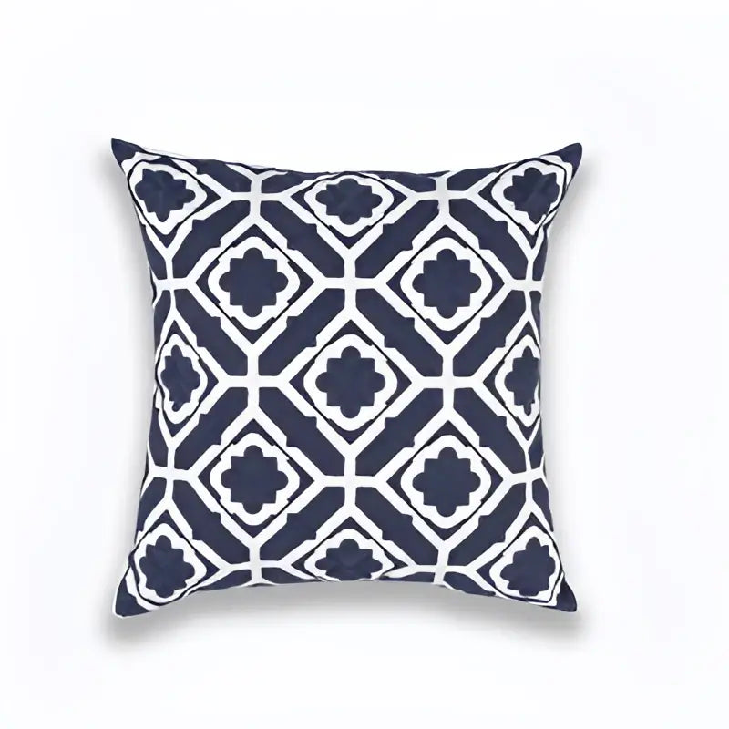 Geometric navy blue & gray cushion cover living room decor
