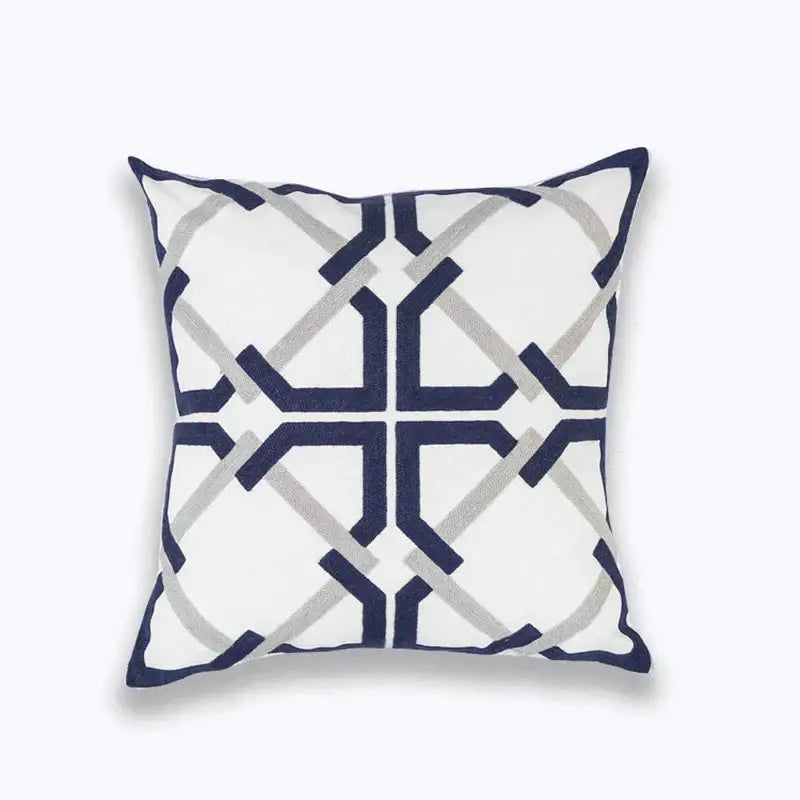 Geometric navy blue & gray cushion cover living room decor