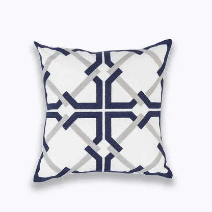 Geometric navy blue & gray cushion cover living room decor