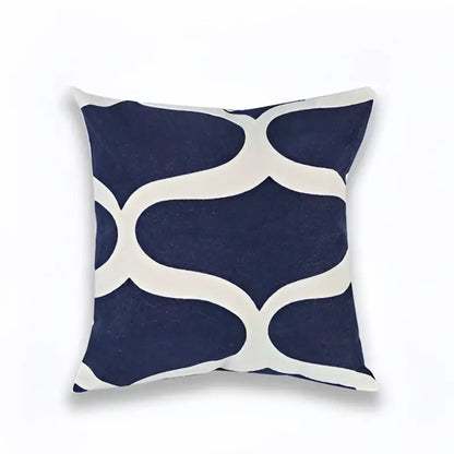 Geometric navy blue & gray cushion cover living room decor