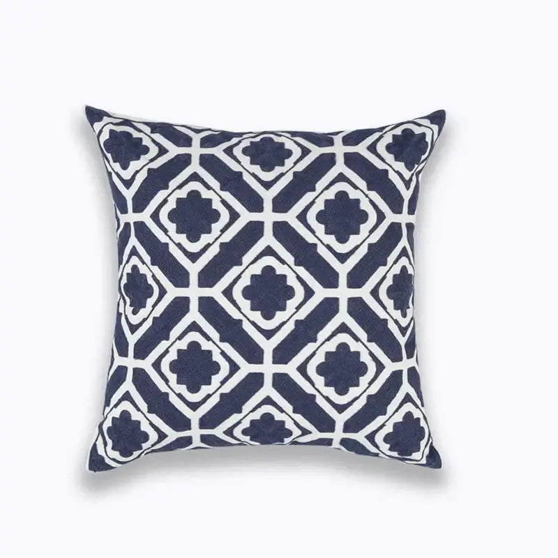 Geometric navy blue & gray cushion cover living room decor
