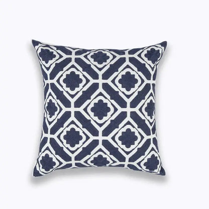 Geometric navy blue & gray cushion cover living room decor