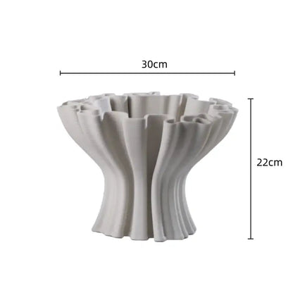 Geometric off white ceramic flower pot sculpture living room decor