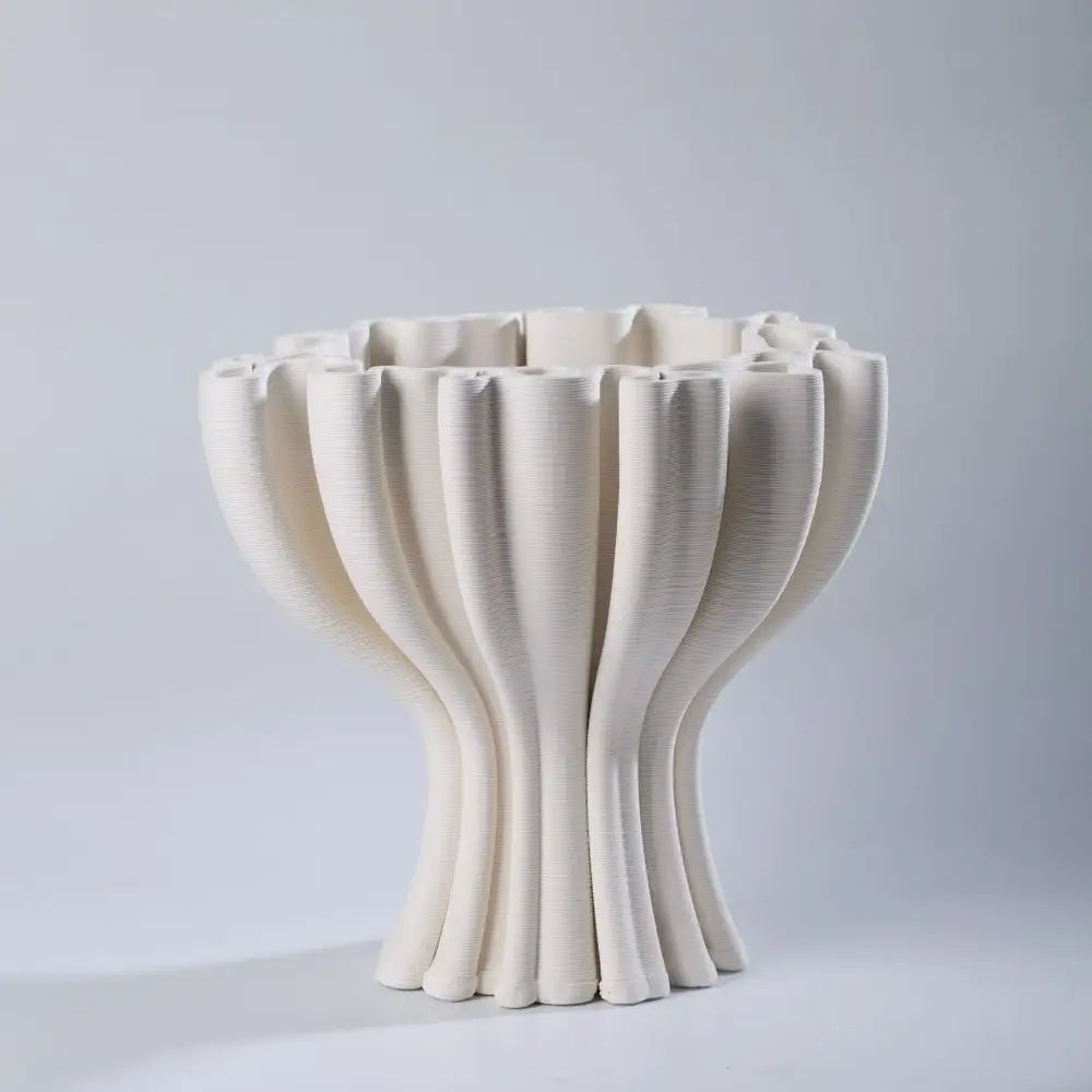 Geometric off white ceramic flower pot sculpture living room decor