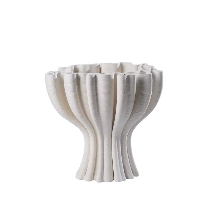 Geometric off white ceramic flower pot sculpture living room decor