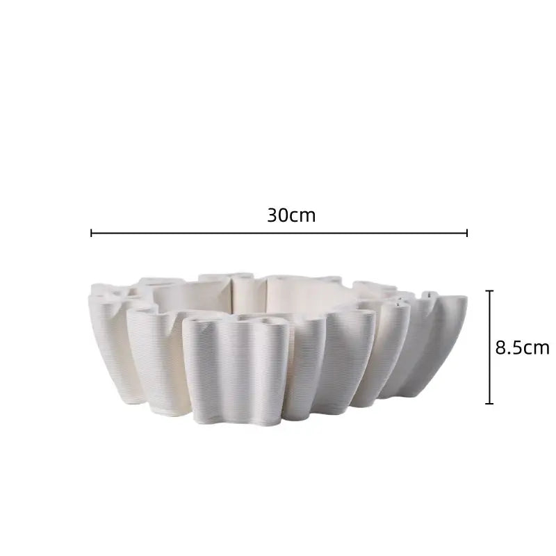 Geometric off white ceramic flower pot sculpture living room decor