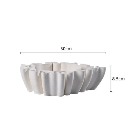 Geometric off white ceramic flower pot sculpture living room decor