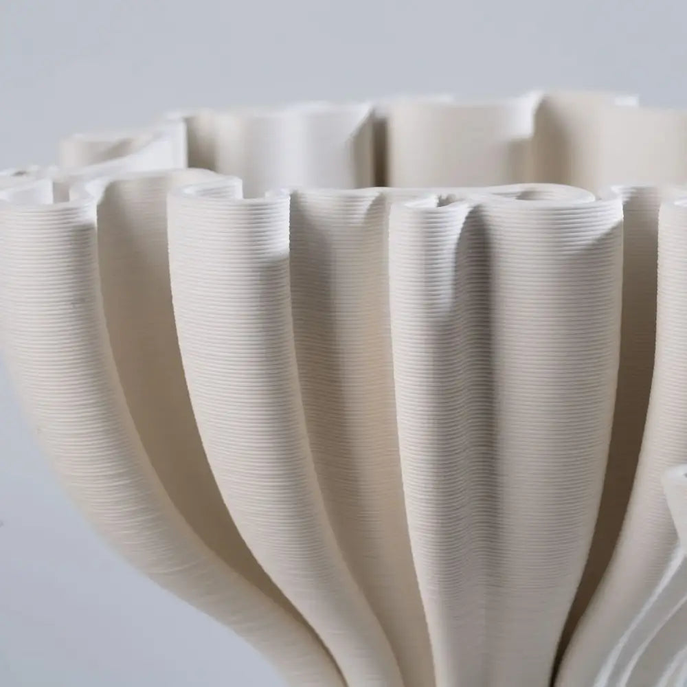 Geometric off white ceramic flower pot sculpture living room decor