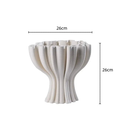 Geometric off white ceramic flower pot sculpture living room decor