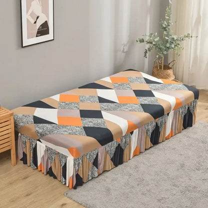 Geometric orange & black elastic armless futon sofa cover living room