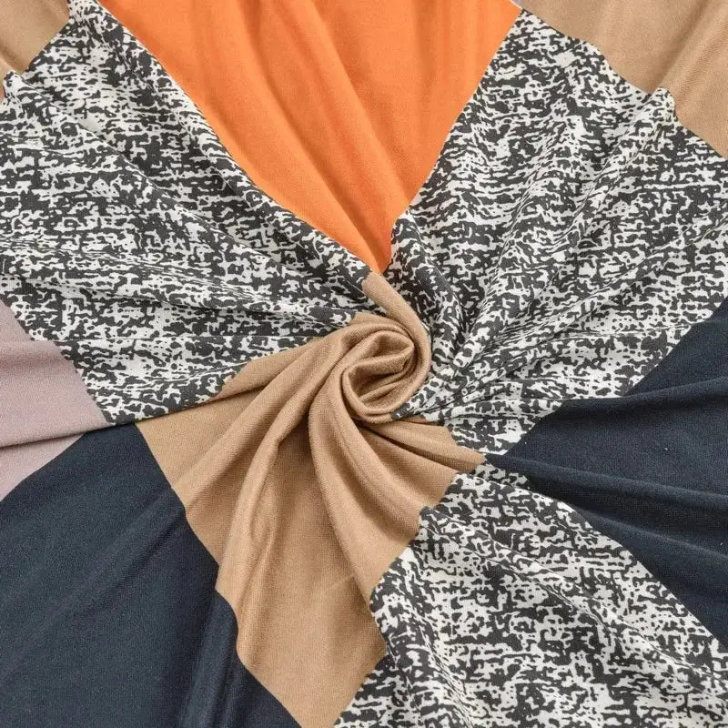 Geometric orange & black elastic armless futon sofa cover living room