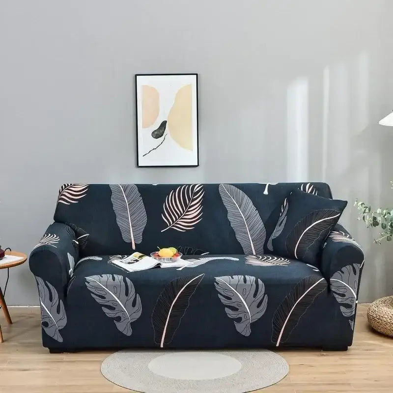 Geometric orange & gray colorful block sofa covers living room slipcover