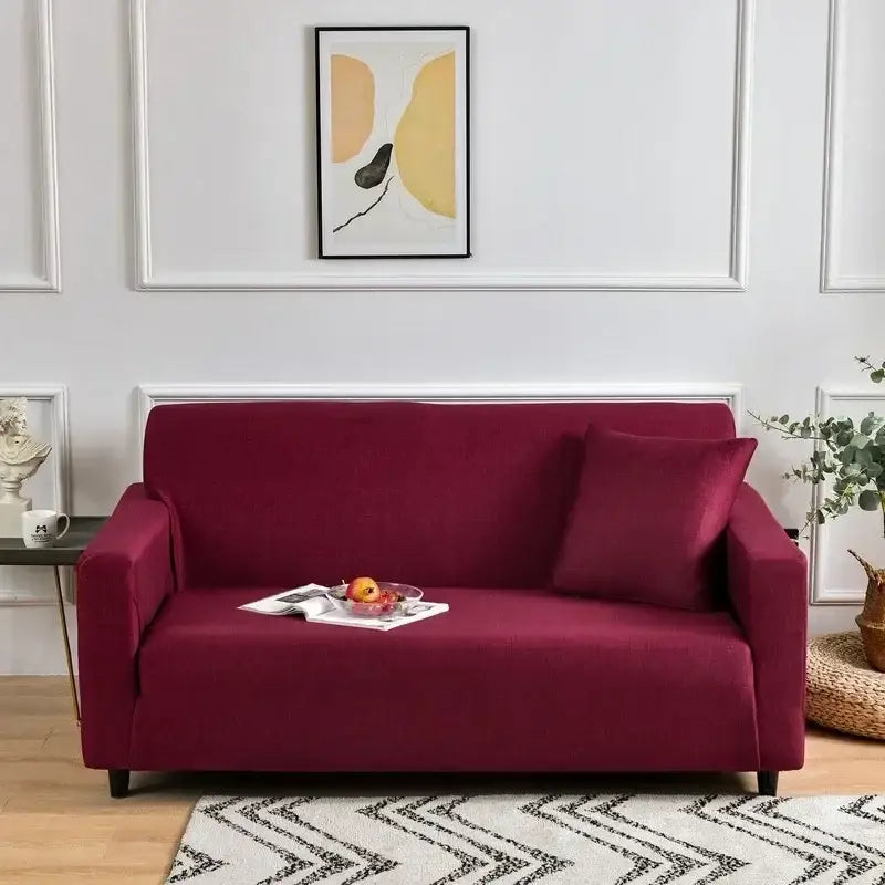 Geometric orange & gray colorful block sofa covers living room slipcover