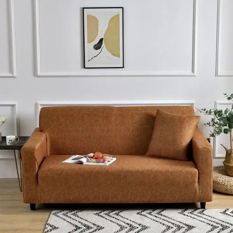 Geometric orange & gray colorful block sofa covers living room slipcover