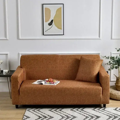 Geometric orange & gray colorful block sofa covers living room slipcover