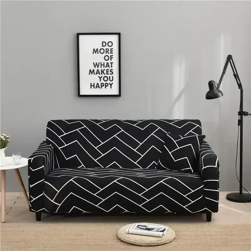 Geometric orange & gray colorful block sofa covers living room slipcover