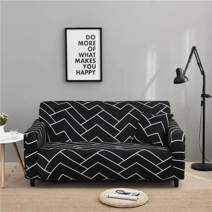 Geometric orange & gray colorful block sofa covers living room slipcover