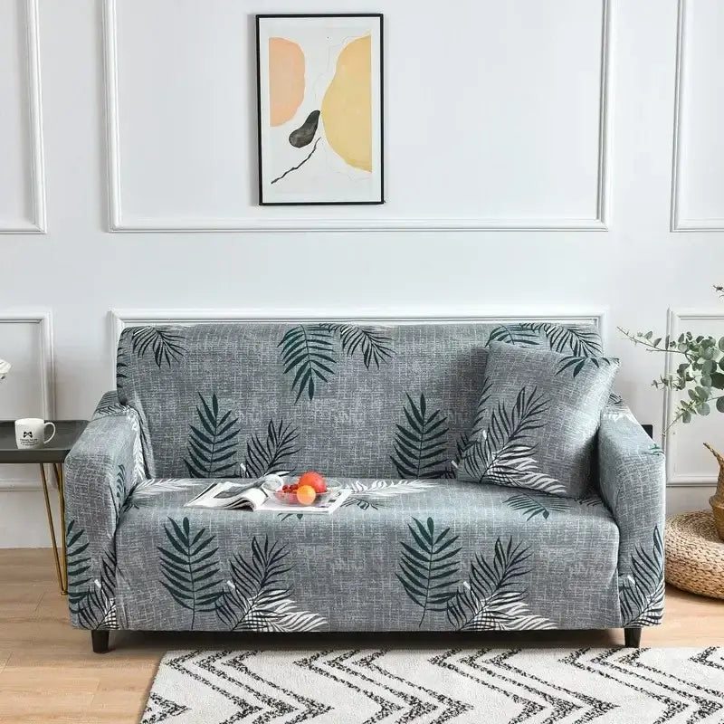 Geometric orange & gray colorful block sofa covers living room slipcover