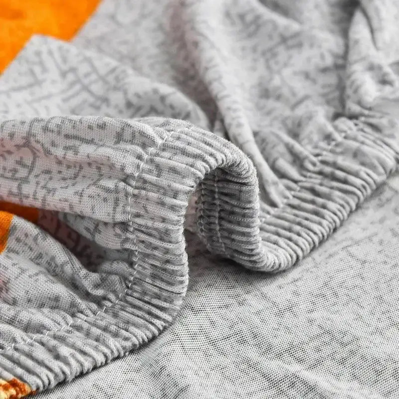 Geometric orange & gray colorful block sofa covers living room slipcover