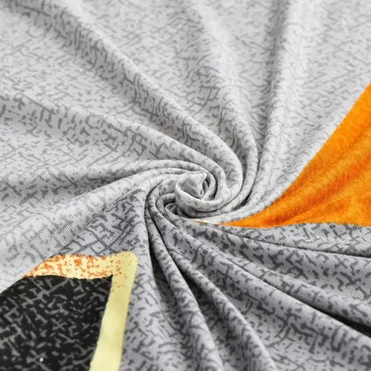 Geometric orange & gray colorful block sofa covers living room slipcover