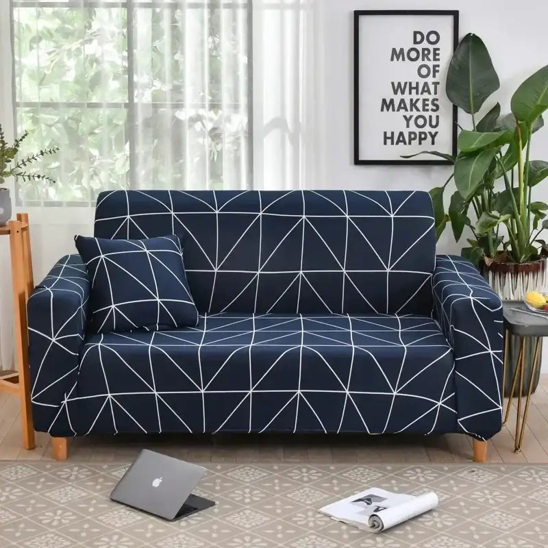 Geometric orange & gray colorful block sofa covers living room slipcover
