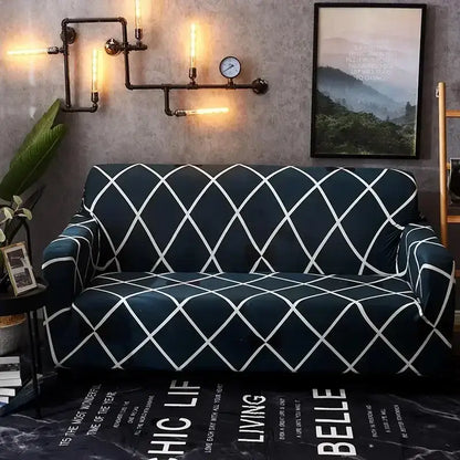 Geometric orange & gray colorful block sofa covers living room slipcover