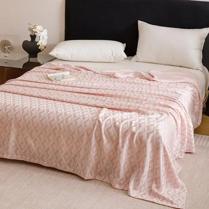 Geometric pink bamboo fiber summer blanket bedroom lightweight bedding