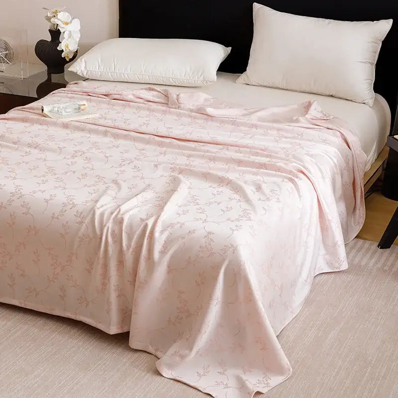 Geometric pink bamboo fiber summer blanket bedroom lightweight bedding