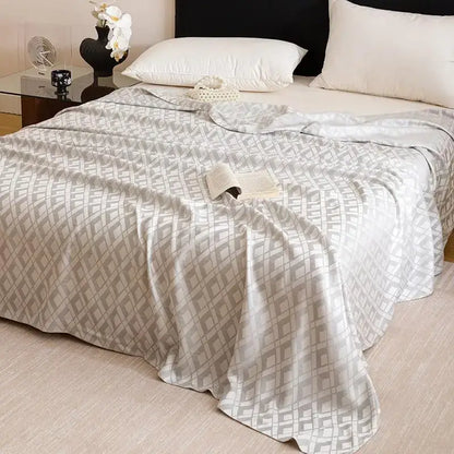 Geometric pink bamboo fiber summer blanket bedroom lightweight bedding