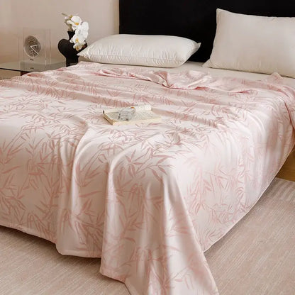 Geometric pink bamboo fiber summer blanket bedroom lightweight bedding