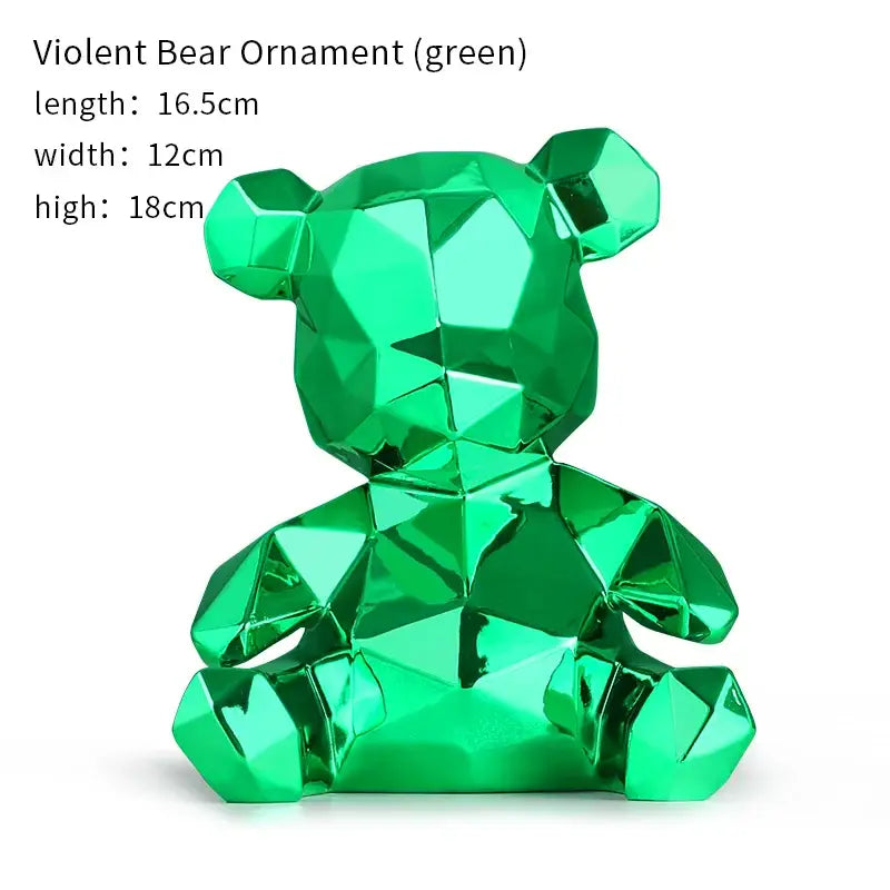 Geometric pink & blue electroplated teddy bear sculpture living room