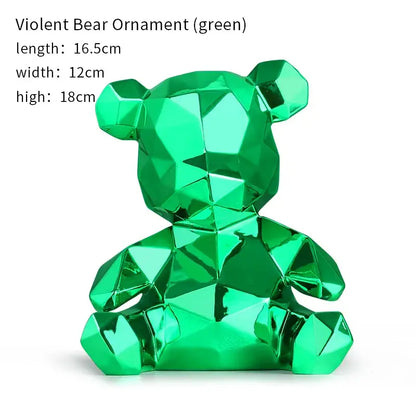 Geometric pink & blue electroplated teddy bear sculpture living room