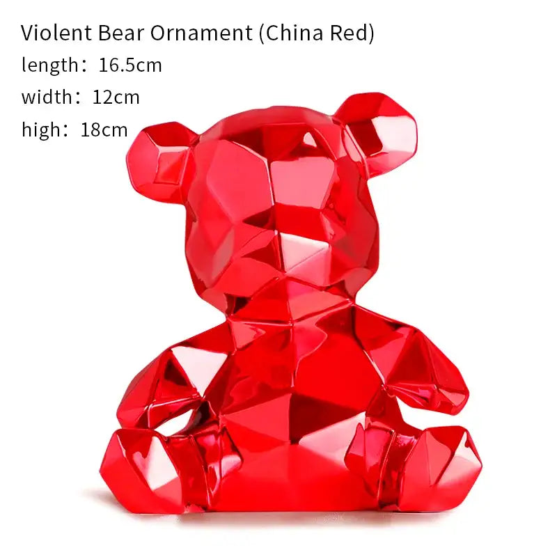 Geometric pink & blue electroplated teddy bear sculpture living room