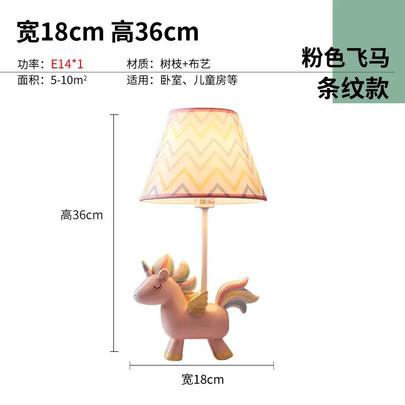 Geometric pink & blue unicorn table lamp for children’s bedroom