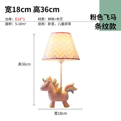Geometric pink & blue unicorn table lamp for children’s bedroom