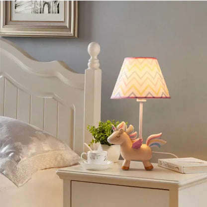 Geometric pink & blue unicorn table lamp for children’s bedroom