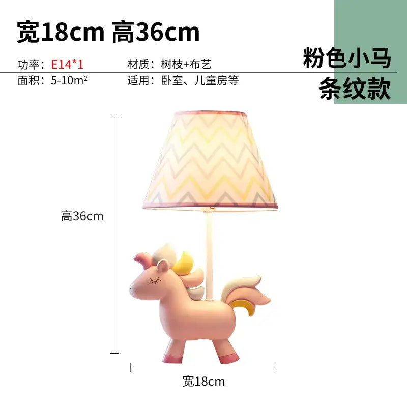 Geometric pink & blue unicorn table lamp for children’s bedroom