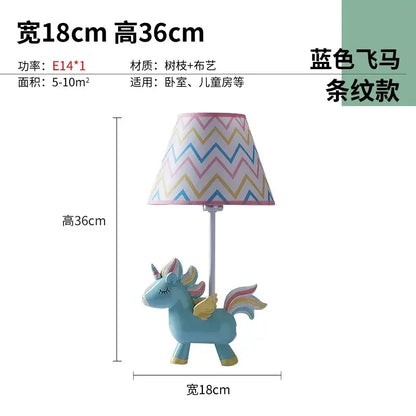 Geometric pink & blue unicorn table lamp for children’s bedroom