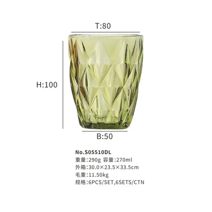 Geometric pink faceted 240ml water glass drinkware dining room tumbler