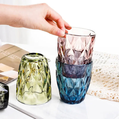 Geometric pink faceted 240ml water glass drinkware dining room tumbler