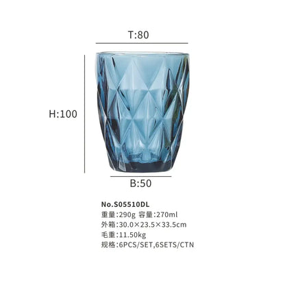 Geometric pink faceted 240ml water glass drinkware dining room tumbler