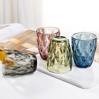 Geometric pink faceted 240ml water glass drinkware dining room tumbler